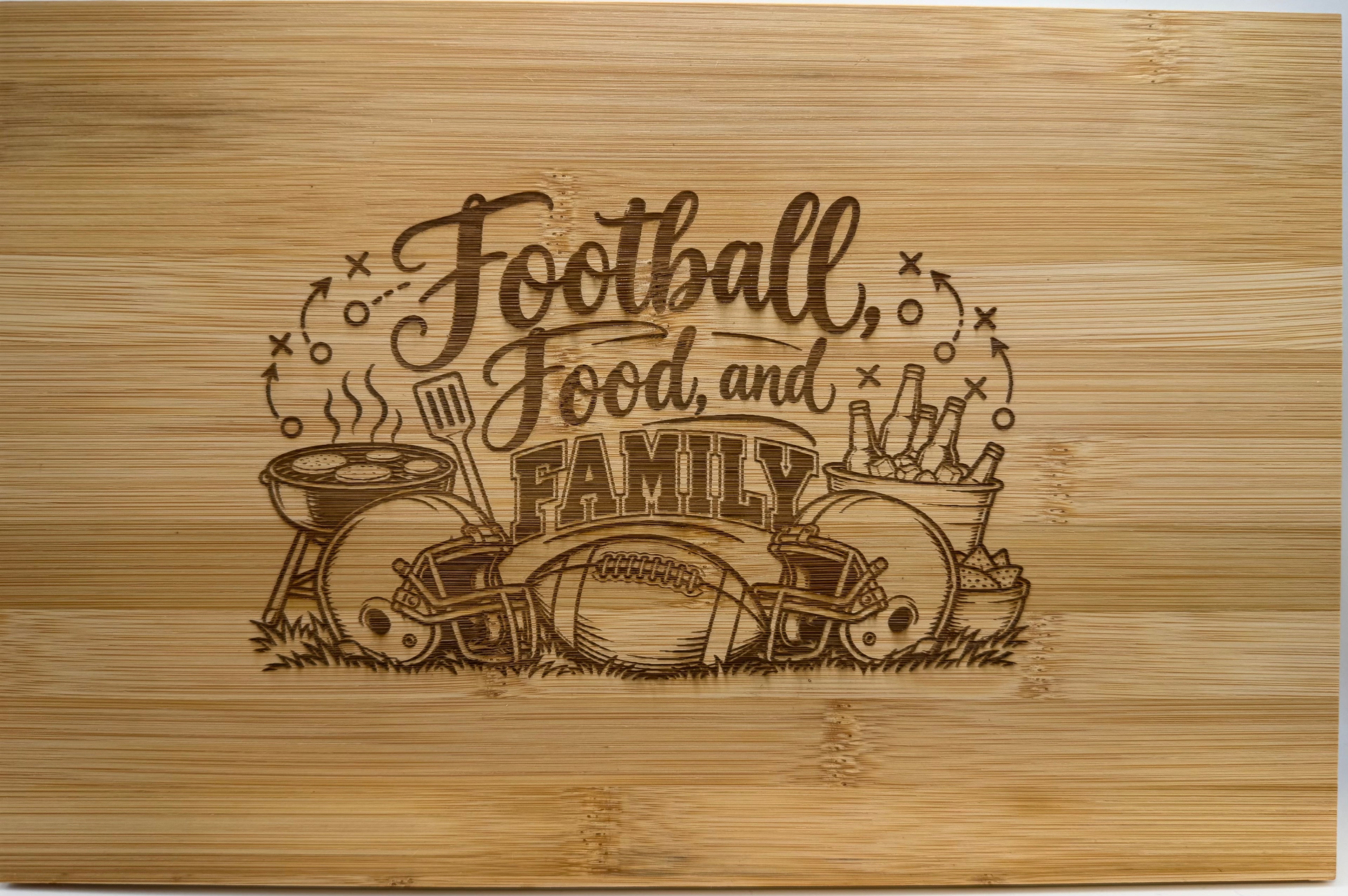 Bamboo Cutting board - Football Food Family