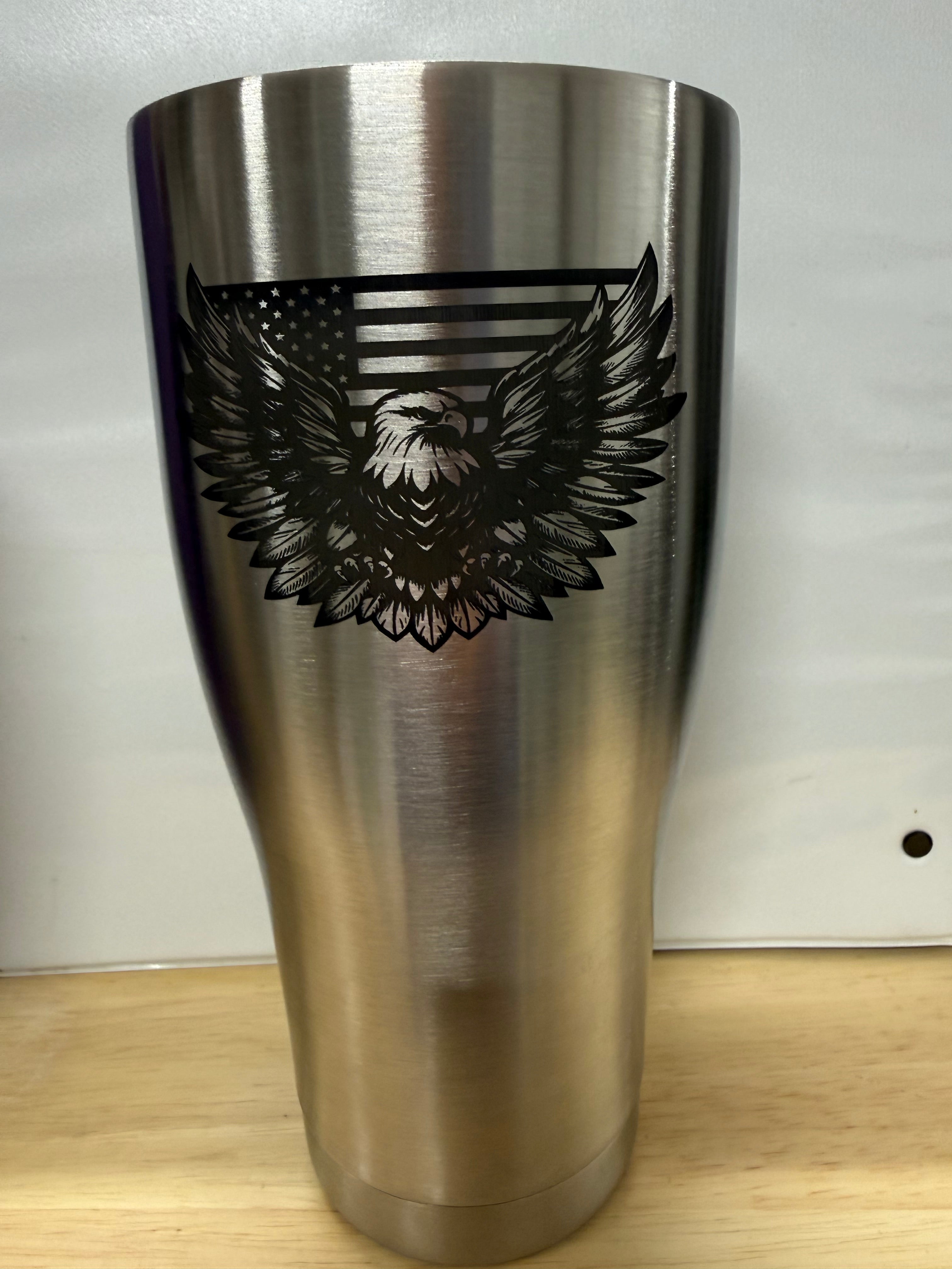 30 oz Stainless Steel double walled tumbler U.S. flag Eagle