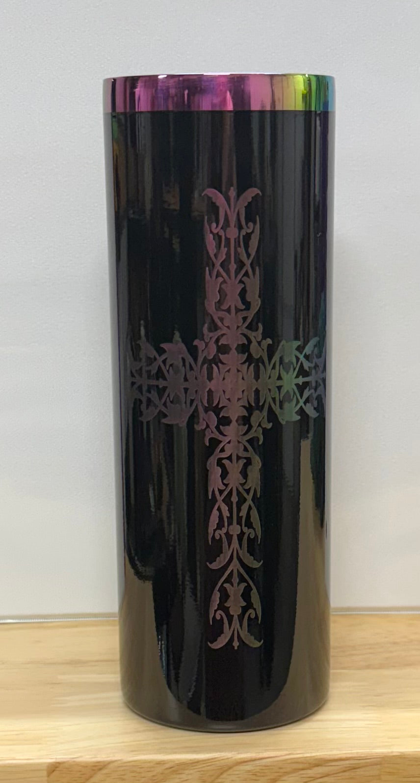 Black-rainbow electroplated Filigree Cross