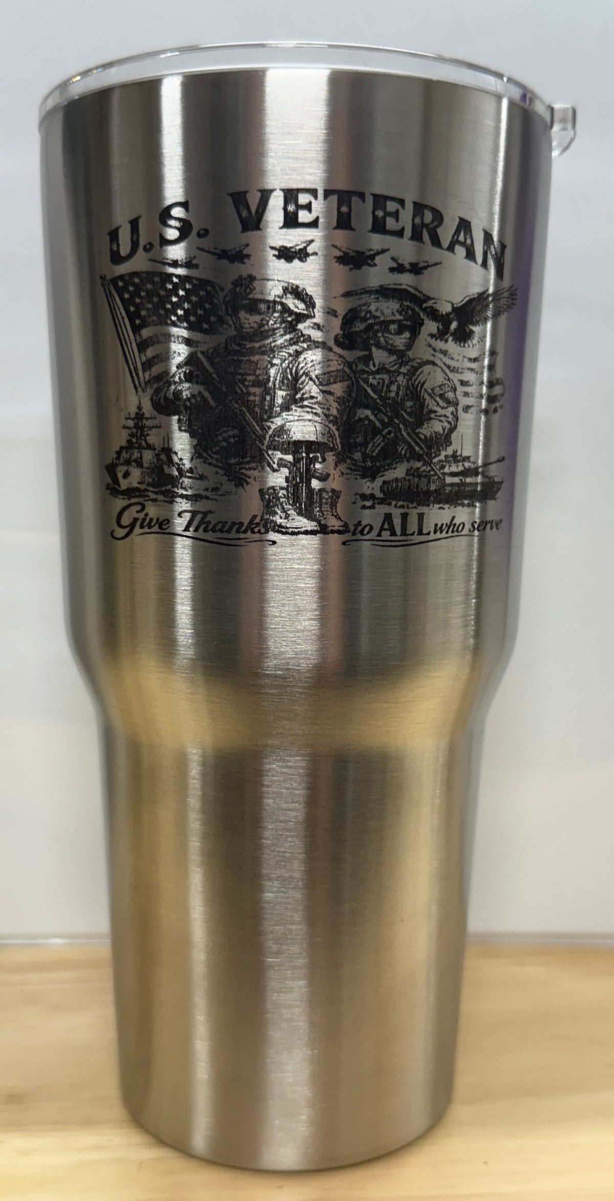 30 oz Stainless Steel   U.S. Military Thanks to ALL who serve