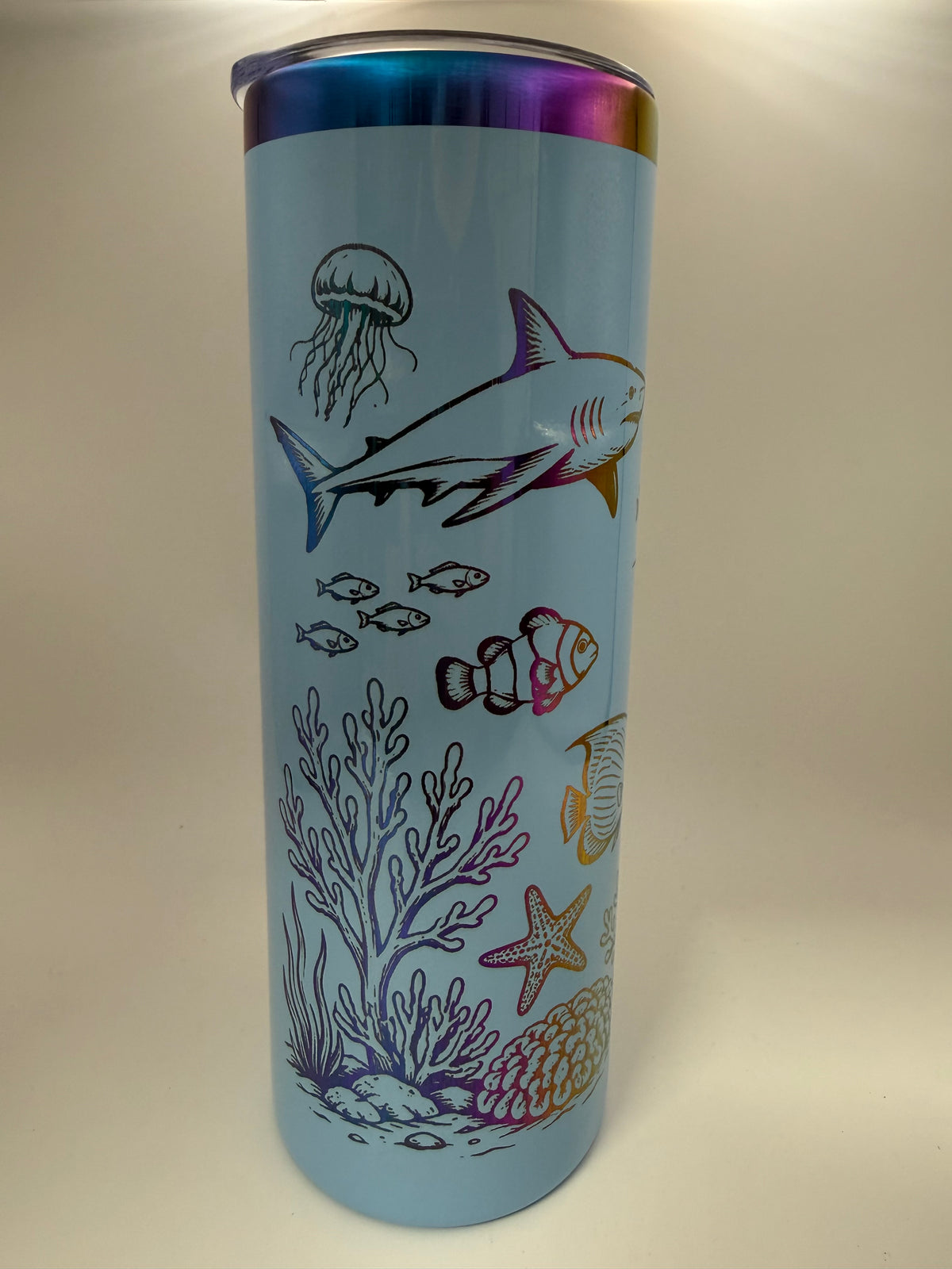 Blue with Rainbow electroplated engraving Under the Sea