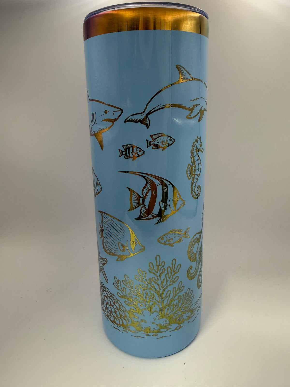 Blue with Rainbow electroplated engraving Under the Sea