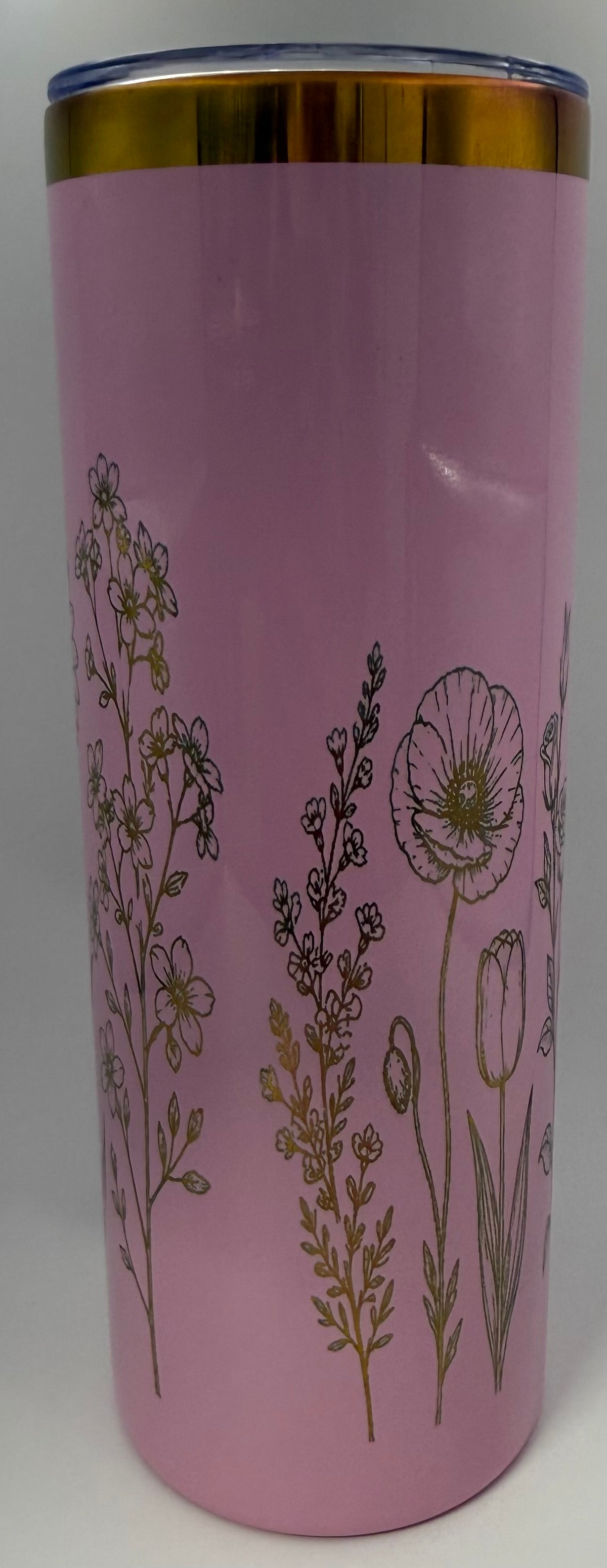 Pink with Rainbow electroplated engraving Stemmed Flowers