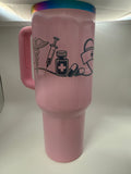 40 oz stainless steel thermal tumbler with handle- Custom engraved nurses theme