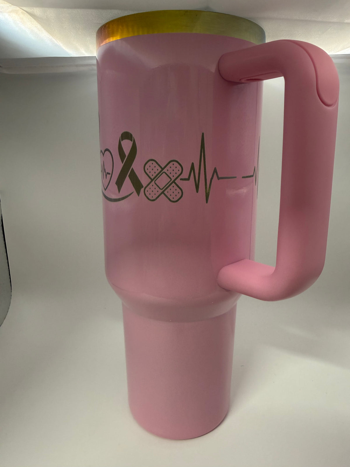 40 oz stainless steel thermal tumbler with handle- Custom engraved nurses theme