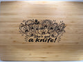 Bamboo Cutting board "she's got a knife veggies"