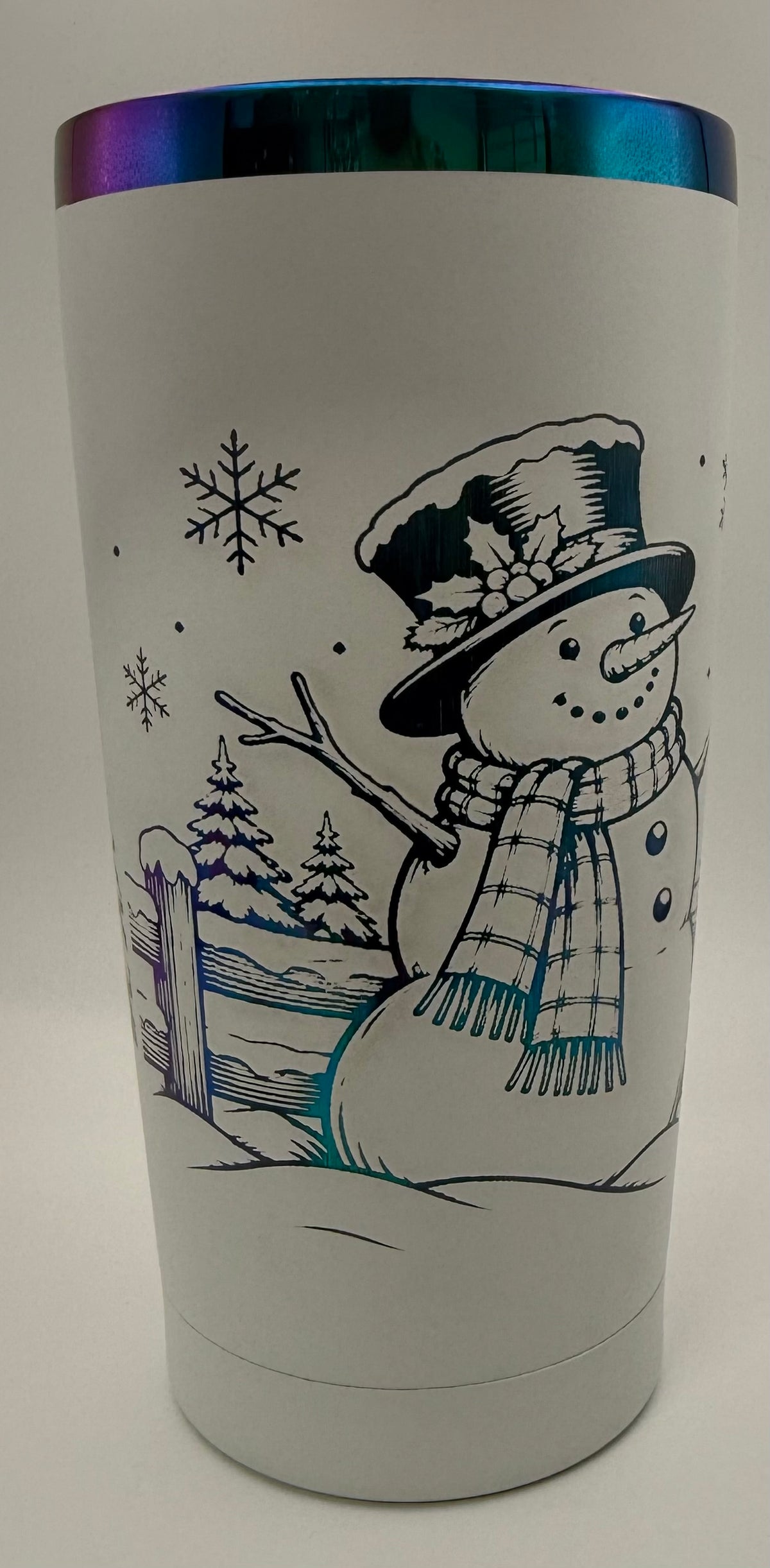 Snowman winter scene thermal tumbler