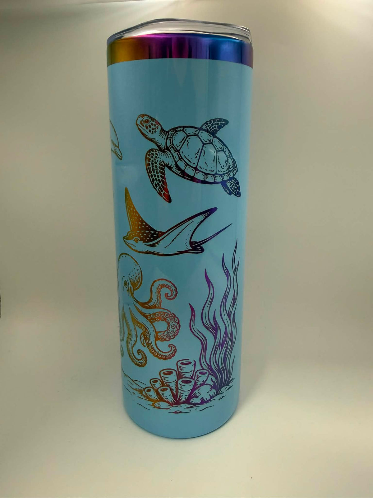 Blue with Rainbow electroplated engraving Under the Sea
